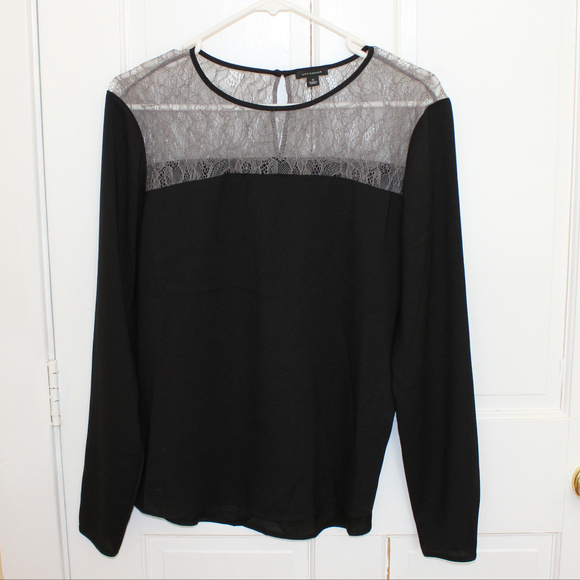 Ann Taylor Tops - Ann Taylor Black Long Sleeve Blouse. Lace upper.